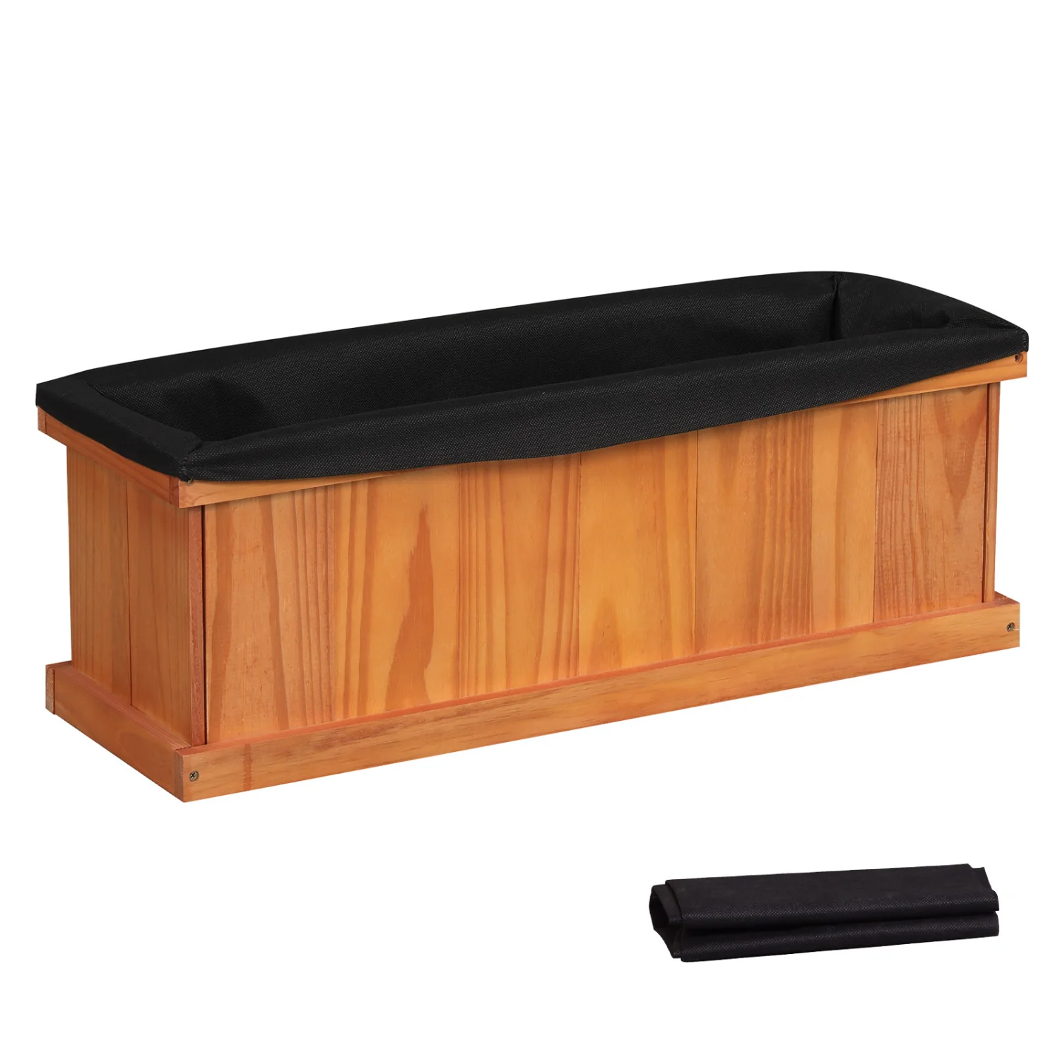 Wooden Raised Garden Bed with Drainage Holes and Liner Solid Fir Wood Planter Box-M - Image 4