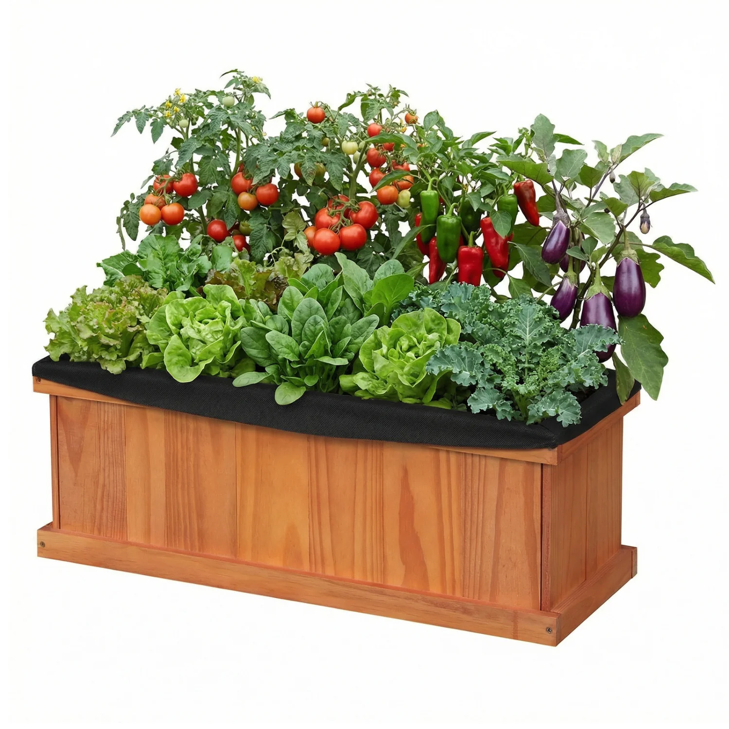 Wooden Raised Garden Bed with Drainage Holes and Liner Solid Fir Wood Planter Box-M - Image 8