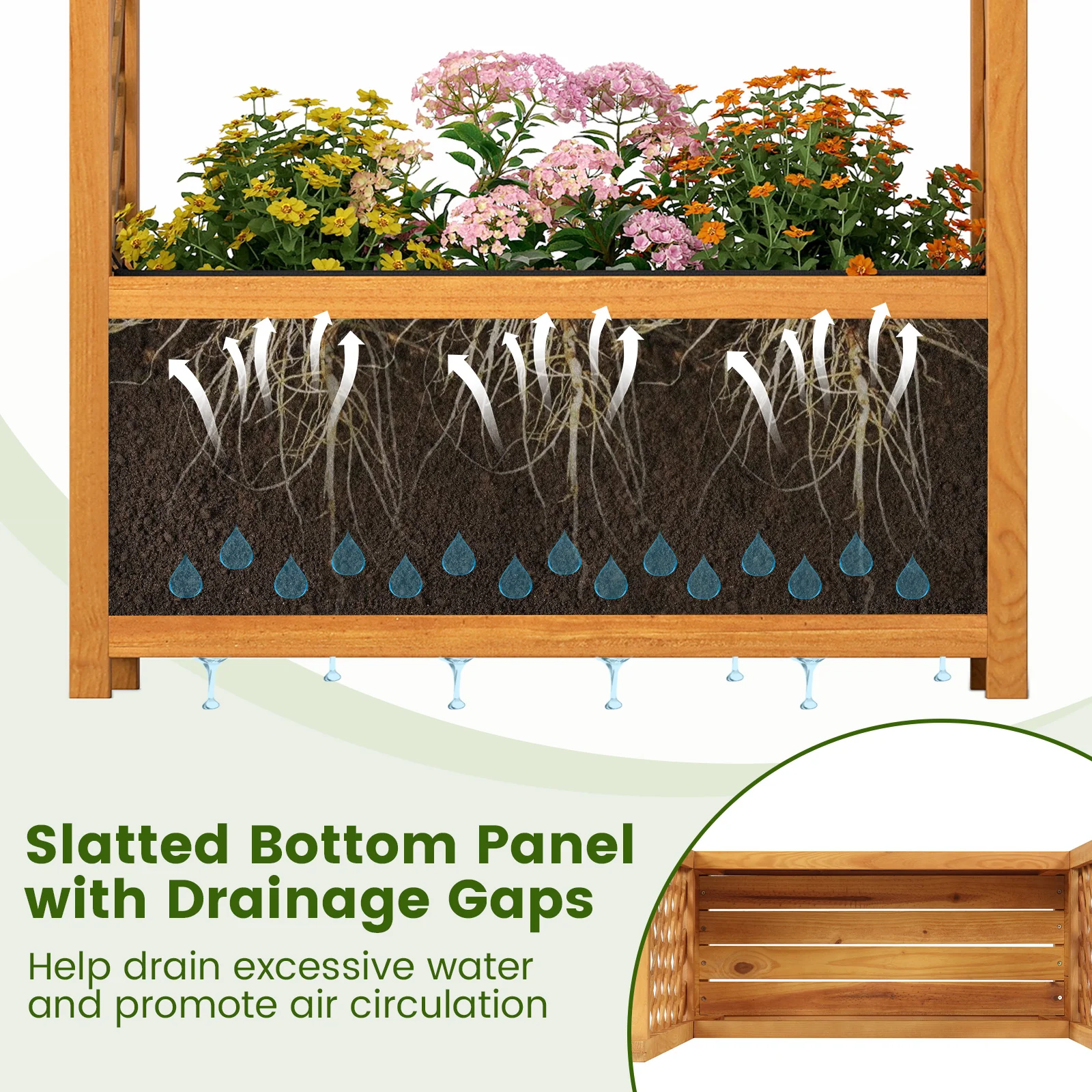 Wooden Raised Garden Bed With Lattice Trellis, Arched Roof, Orange - Image 8