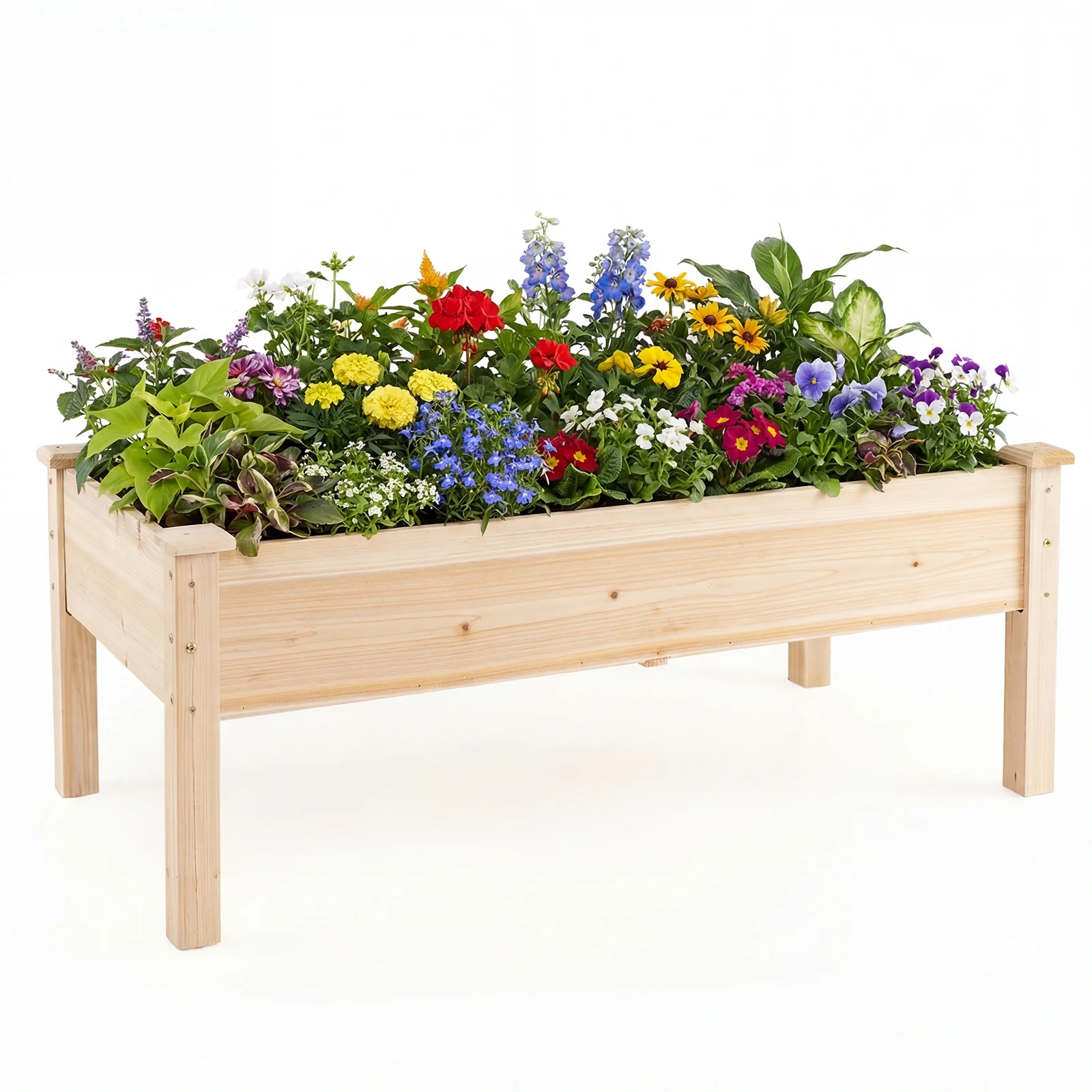 Wooden Raised Garden Bed With Legs, Natural Fir Wood, Elevated Planter Box, Natural - Image 2