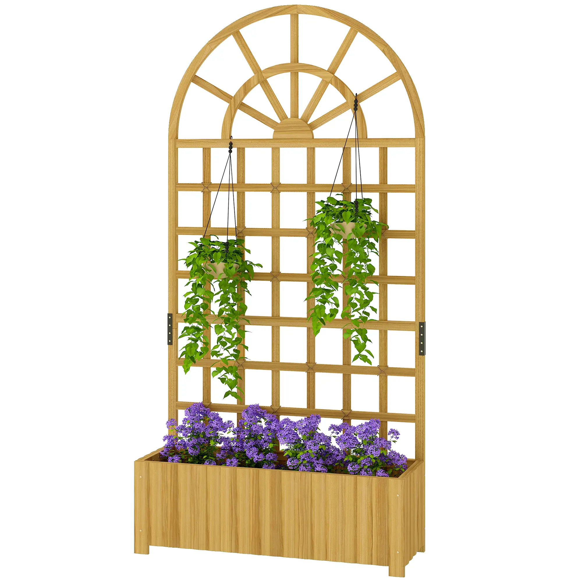 Wooden Raised Garden Bed with Trellis, Elevated Planter Box