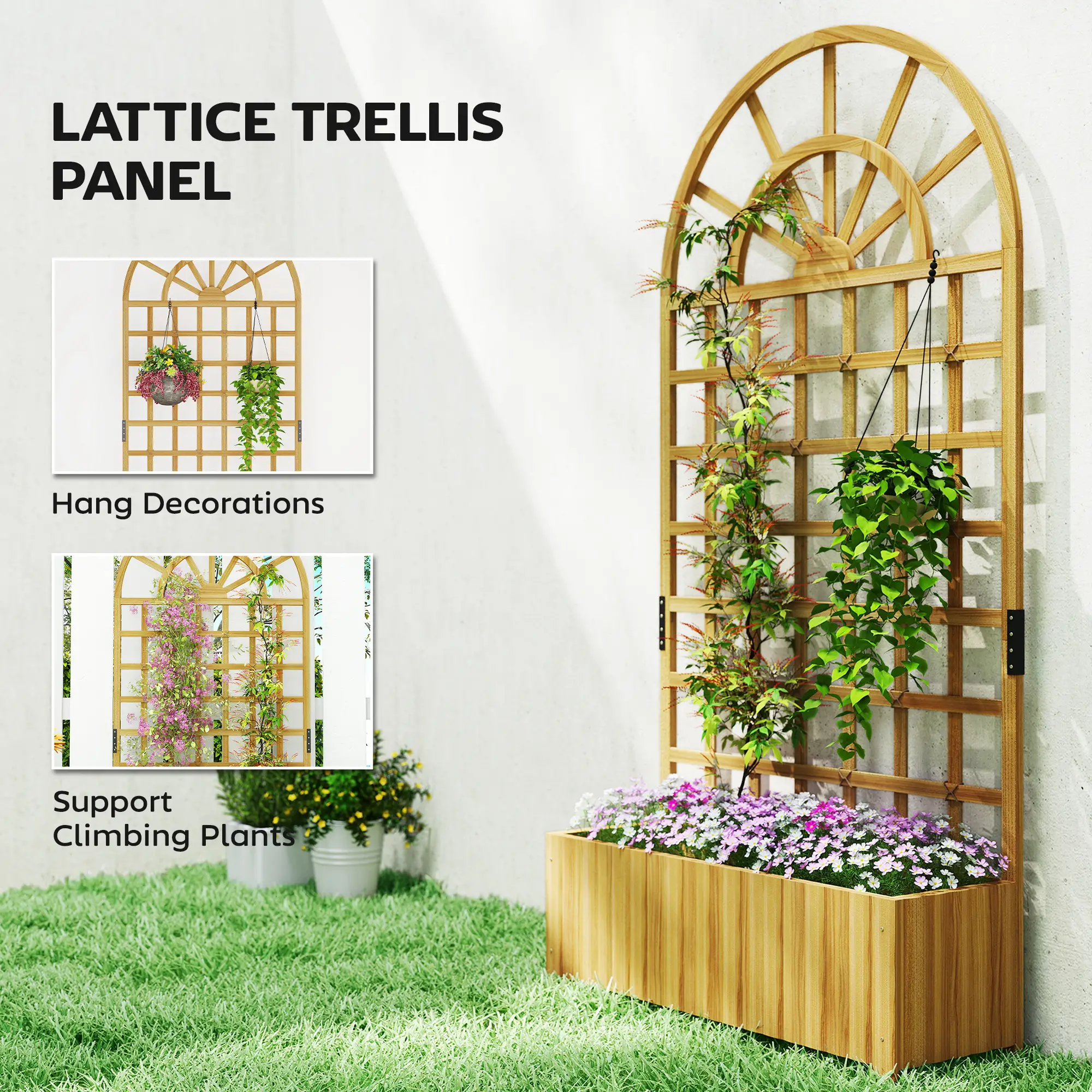 Wooden Raised Garden Bed with Trellis, Elevated Planter Box - Image 4