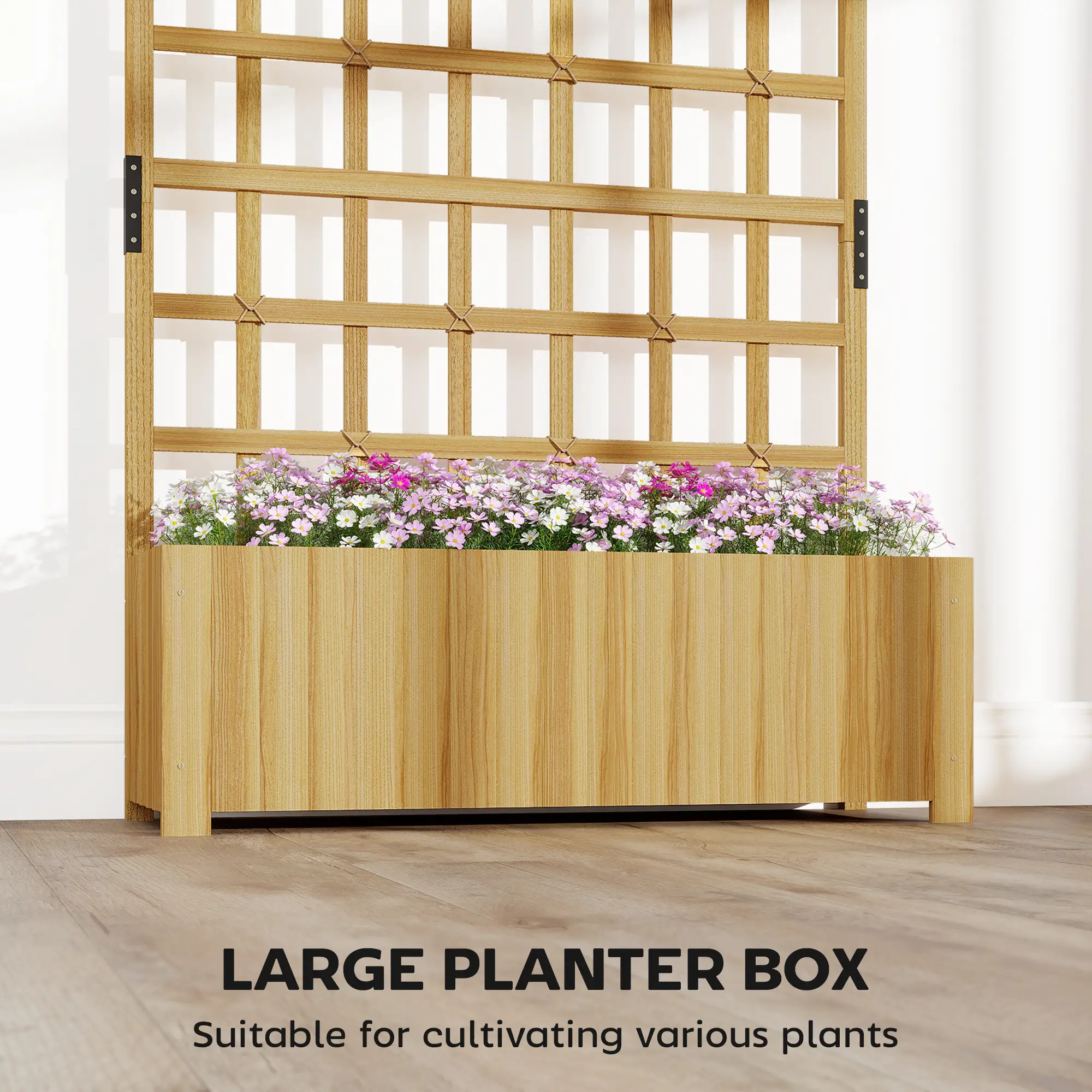 Wooden Raised Garden Bed with Trellis, Elevated Planter Box - Image 5
