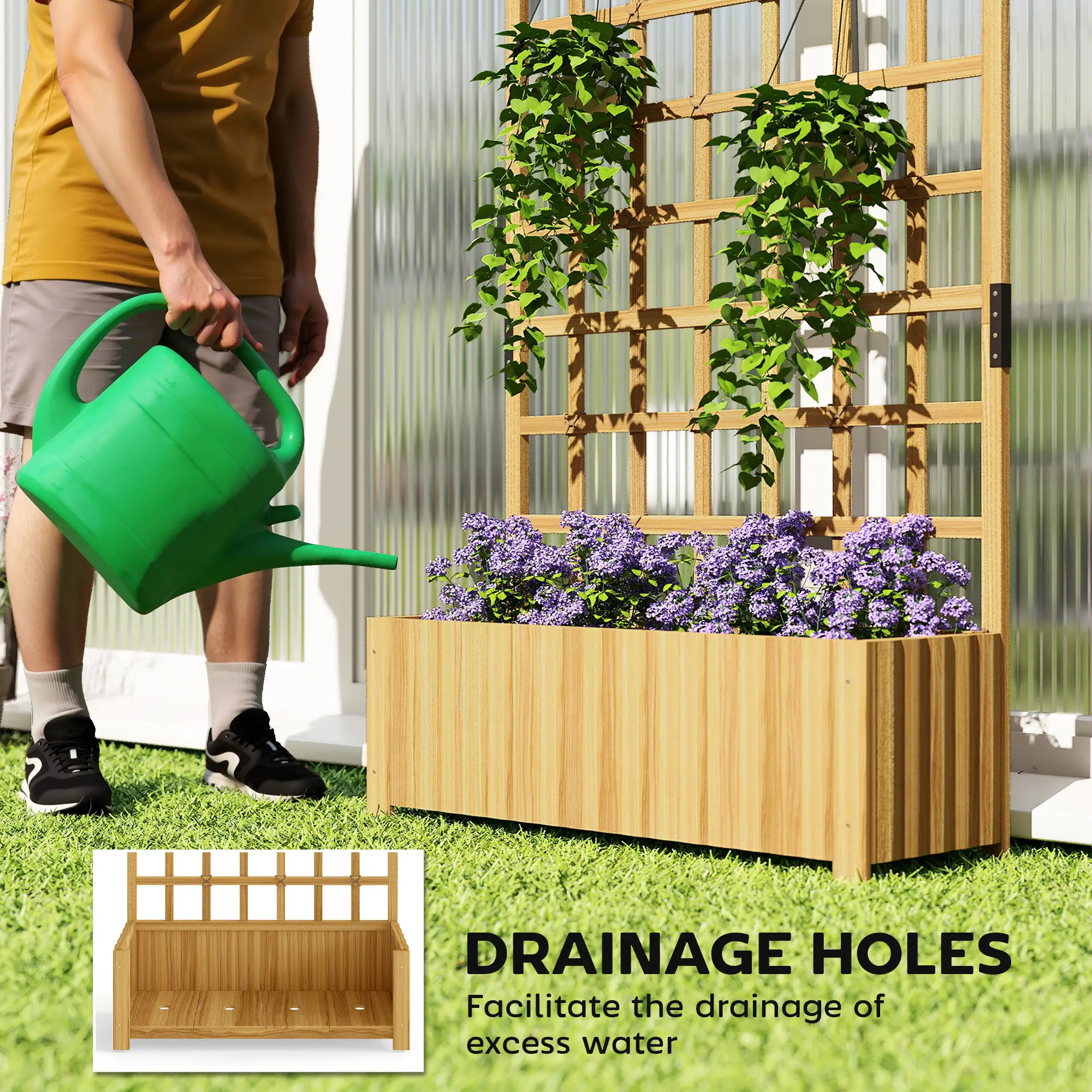 Wooden Raised Garden Bed with Trellis, Elevated Planter Box - Image 6