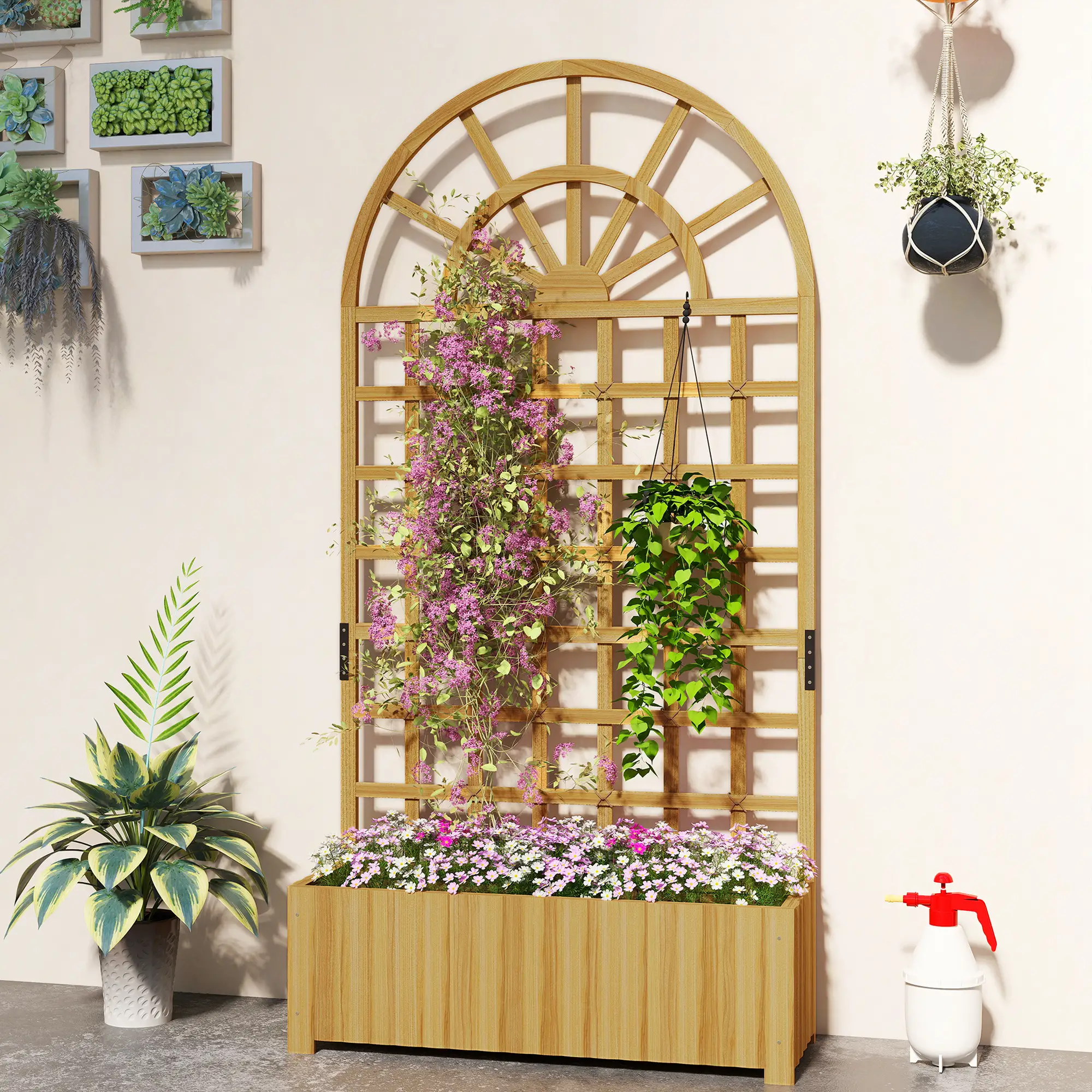 Wooden Raised Garden Bed with Trellis, Elevated Planter Box - Image 8