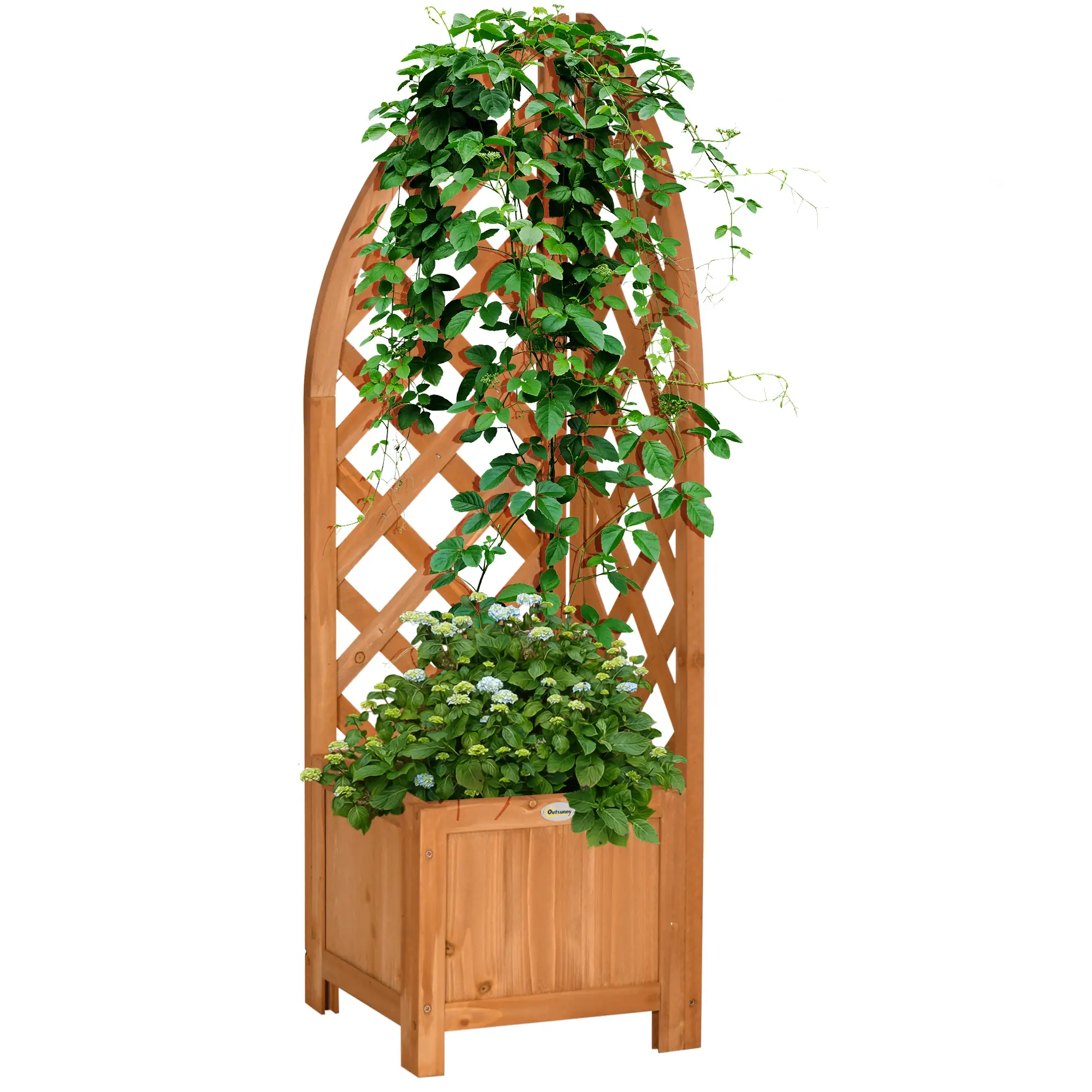 Wooden Raised Garden Bed With Trellis, Outdoor Planter Box For Patio, Balcony - Image 11