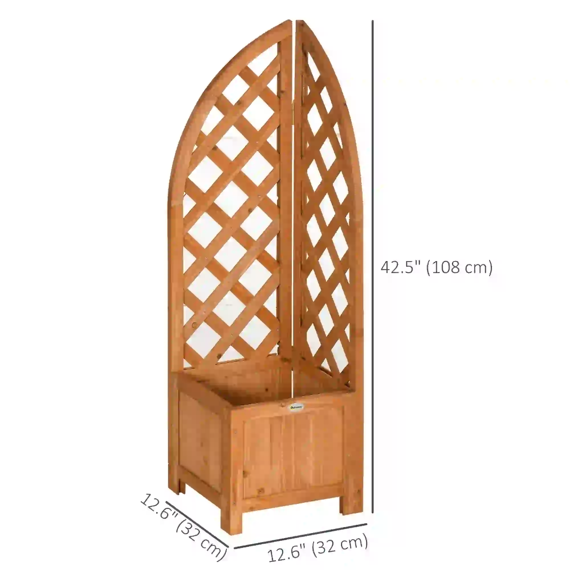 Wooden Raised Garden Bed With Trellis, Outdoor Planter Box For Patio, Balcony - Image 3