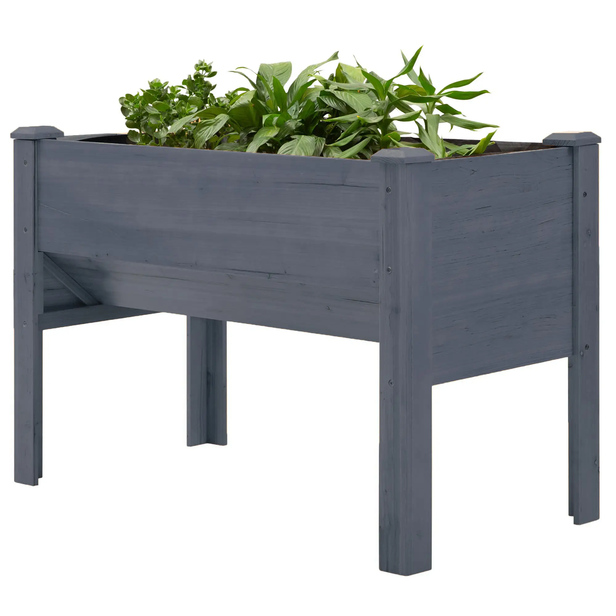 Wooden Raised Garden Stand, 48" x 24" x 32", Grey