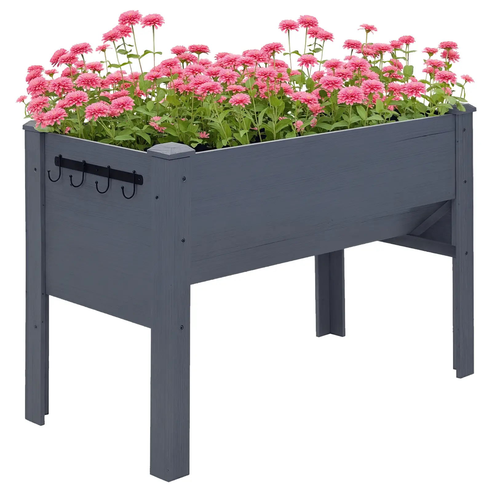 Wooden Raised Garden Stand, 48" x 24" x 32", Grey - Image 12