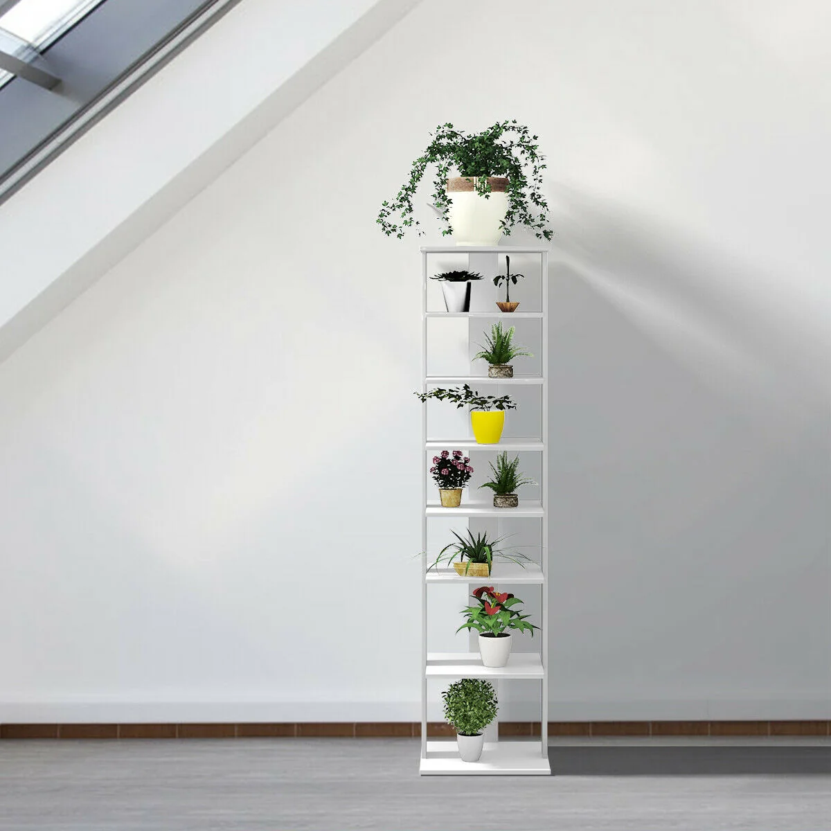 Wooden Shoe Rack Organizer, 7 Tiers, White - Image 2