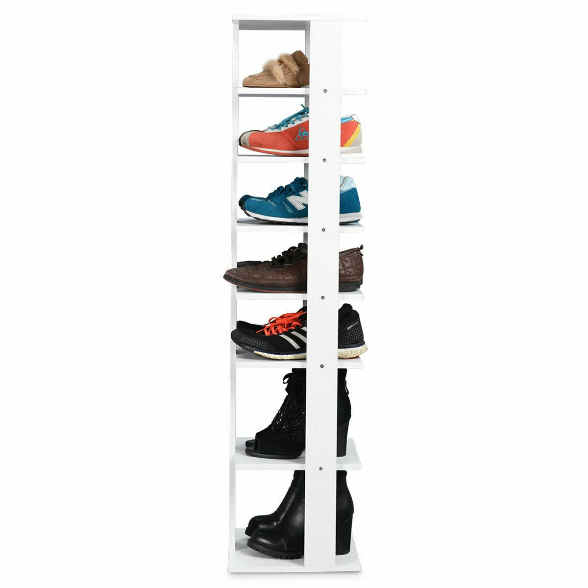 Wooden Shoe Rack Organizer, 7 Tiers, White - Image 5