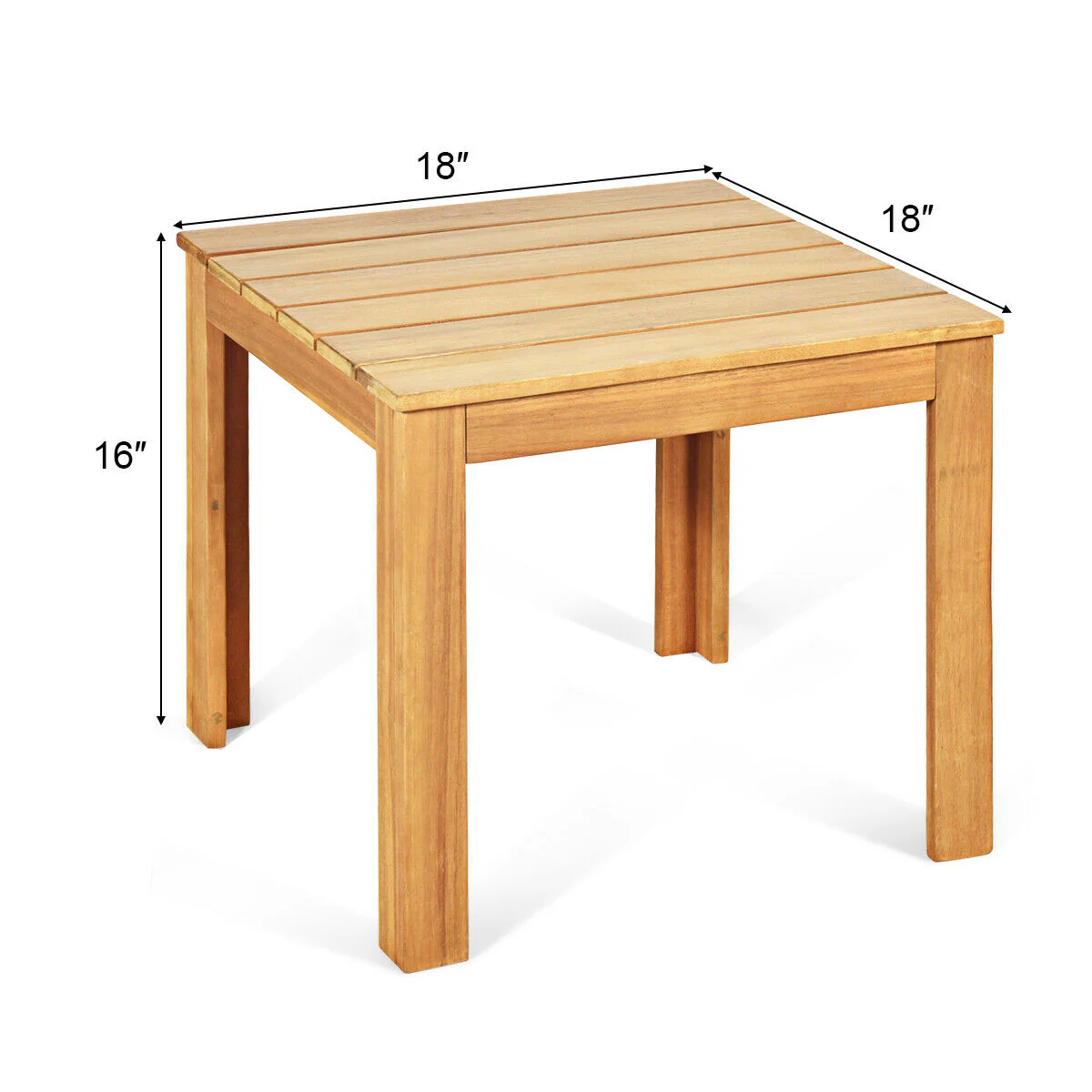 Wooden Square Patio Coffee Table, Natural - Image 6