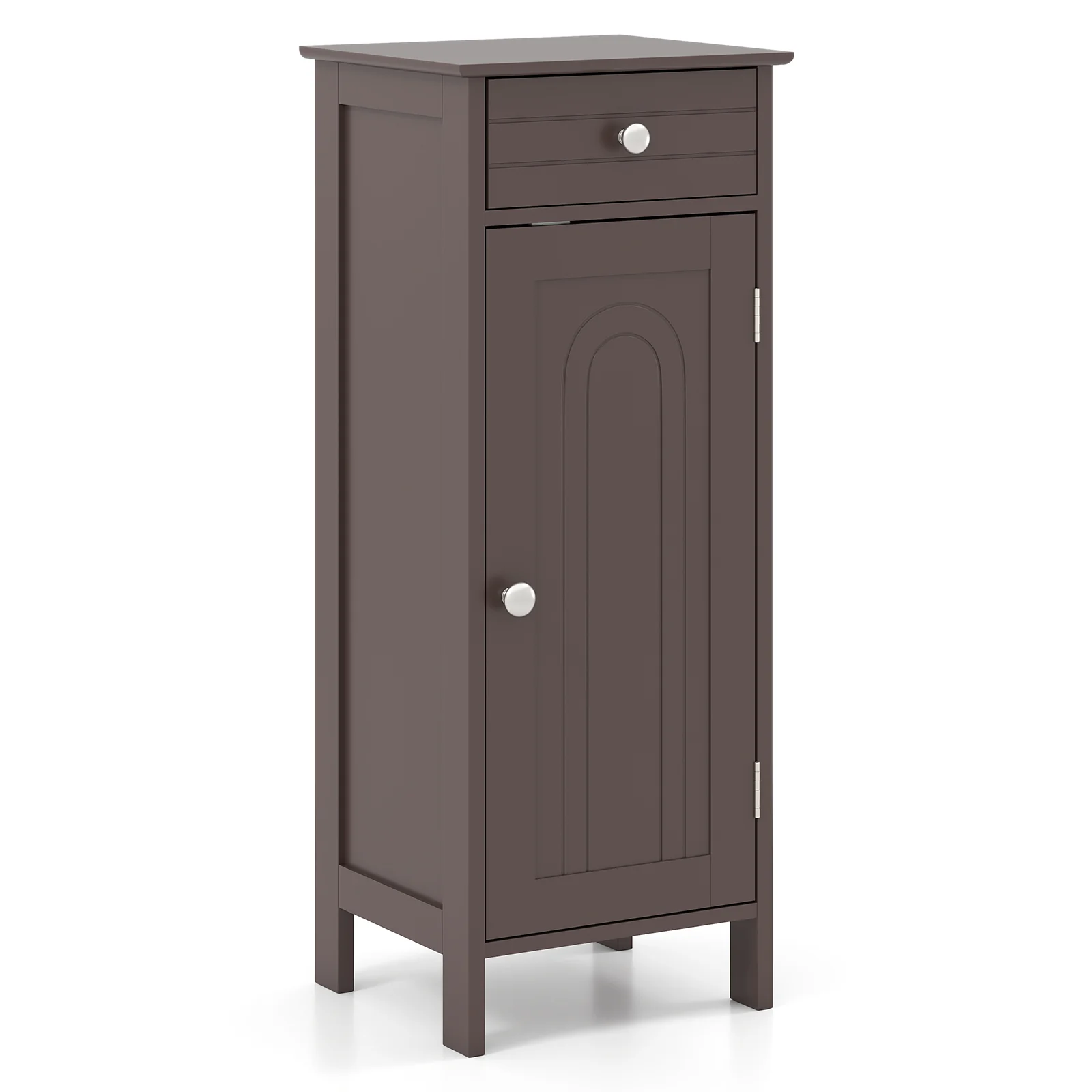 Wooden Storage Cabinet With Drawer And Shelf, Brown