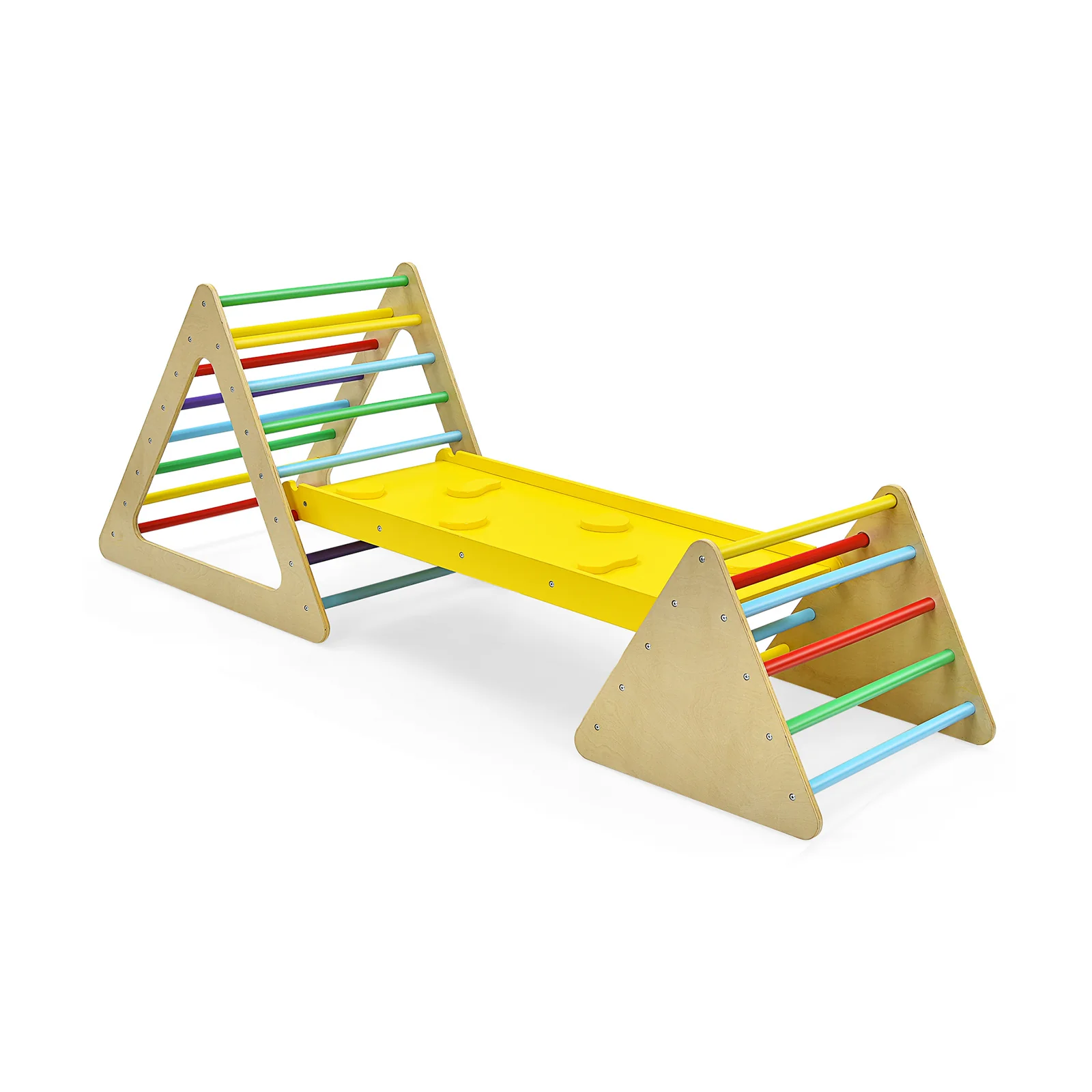 Wooden Triangle Climber With Ramp, 2-Piece Set, Multicolor - Image 4