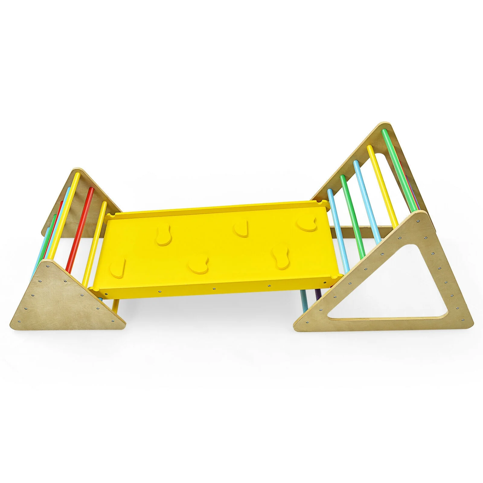 Wooden Triangle Climber With Ramp, 2-Piece Set, Multicolor - Image 9