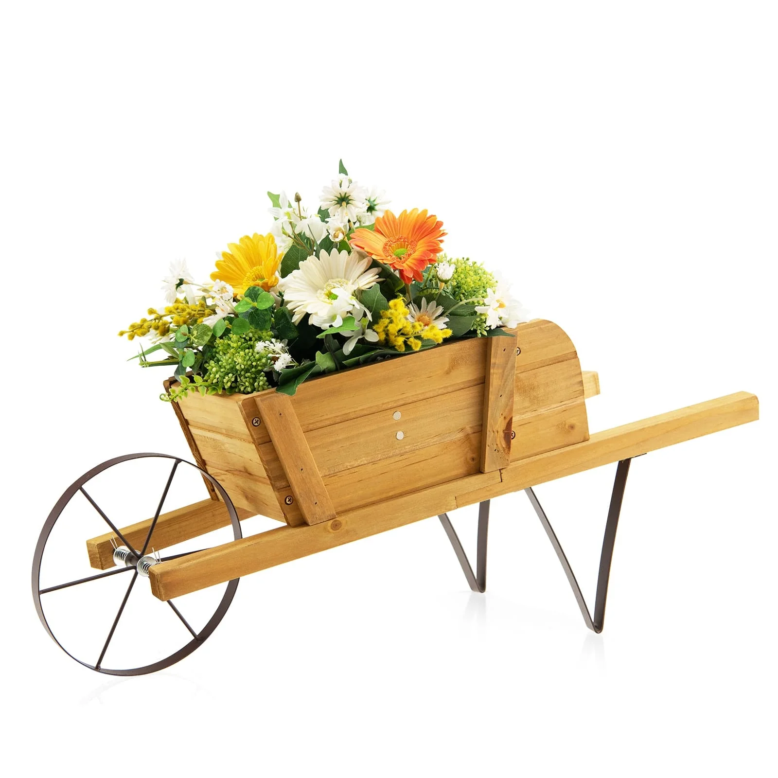 Wooden Wagon Planter, 9 Magnetic Accessories, Walnut
