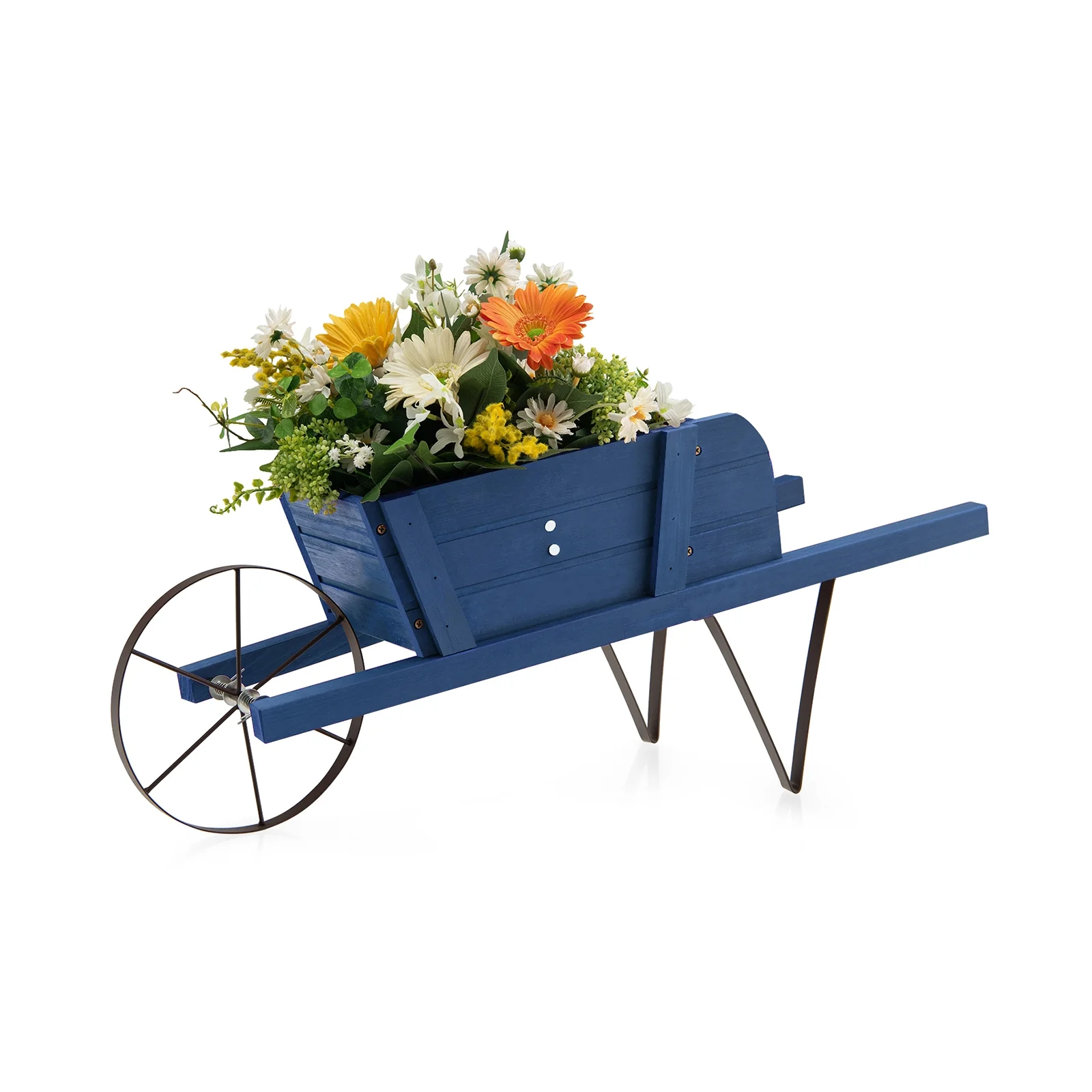 Wooden Wagon Planter With 9 Magnetic Accessories, Blue - Image 3