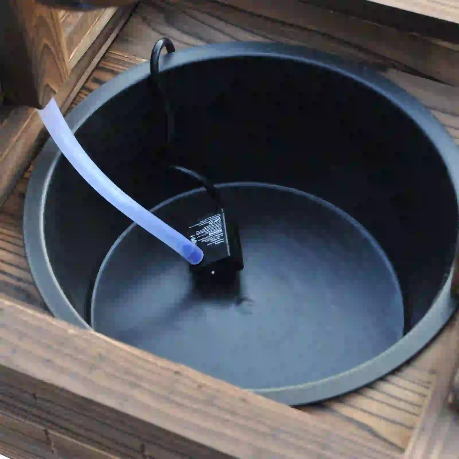 Wooden Well Wishing Fountain, Outdoor Electric Pump Water Bucket, Patio Garden, Carbonized - Image 9