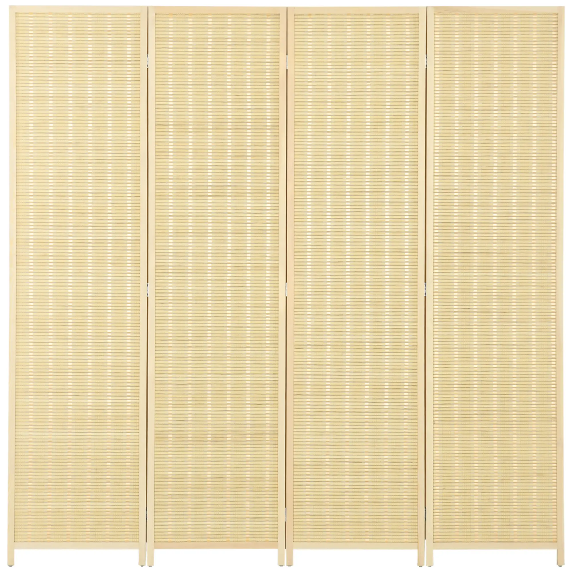 Woven Bamboo Room Divider, 4 Panel, 71"x71"x0.6", Natural - Image 11