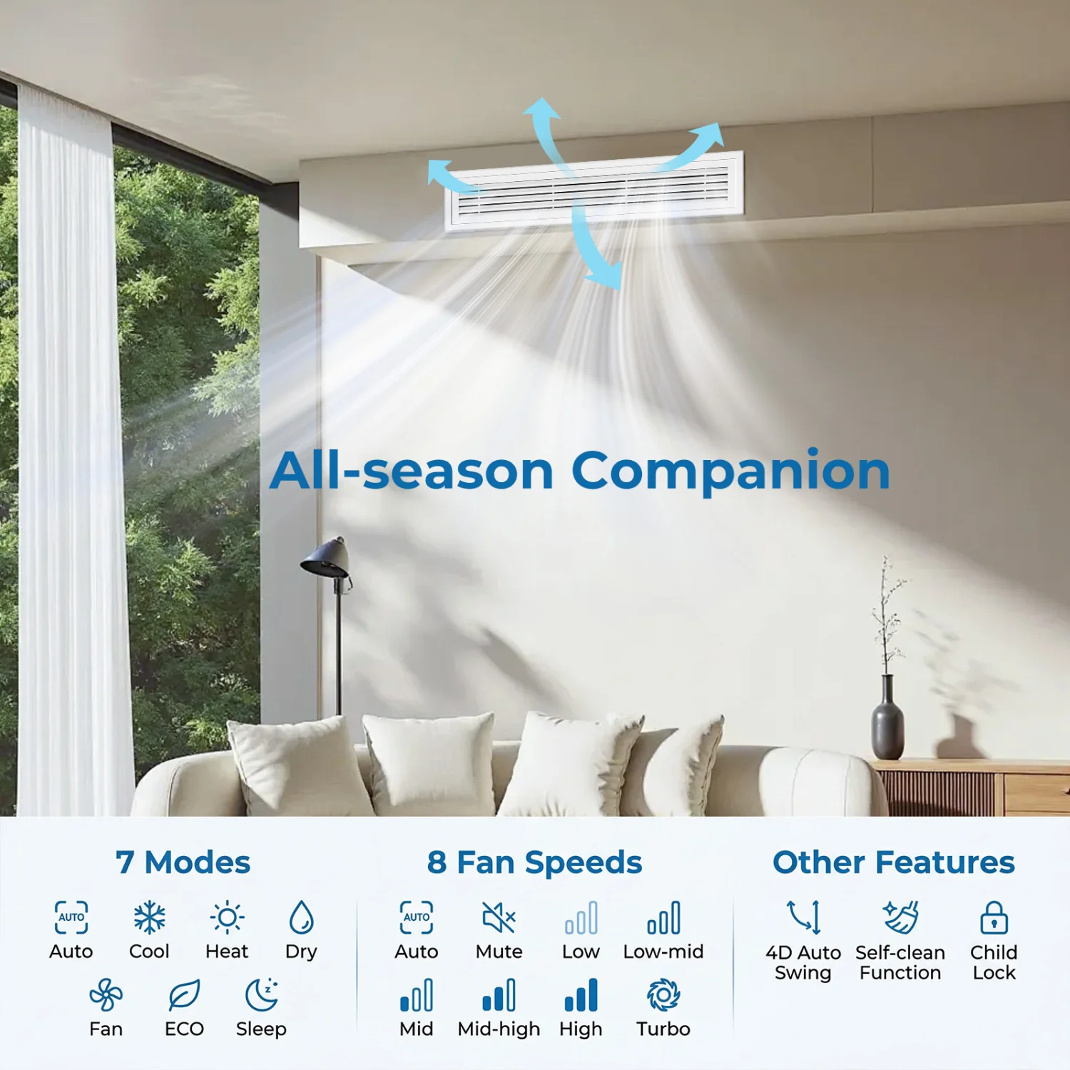 X-Pro 27000 BTU 2 Zone 24 SEER2 Concealed Ducted Mini Split AC, White - Image 6