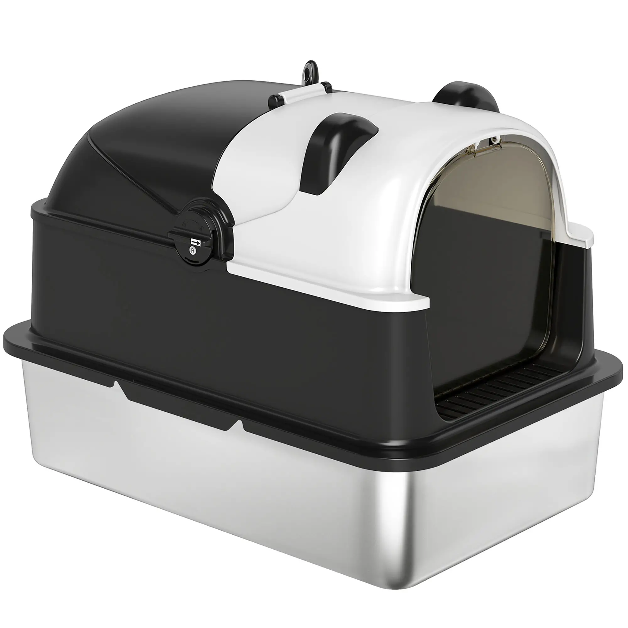 XL Stainless Steel Cat Litter Box with Lid, Scoop, 23.7" x 15.9" x 17.6"
