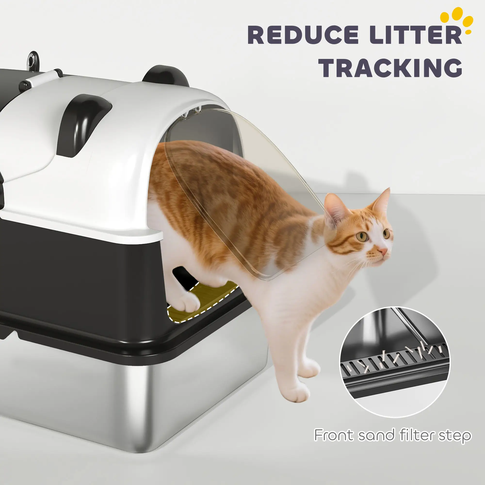 XL Stainless Steel Cat Litter Box with Lid, Scoop, 23.7" x 15.9" x 17.6" - Image 9