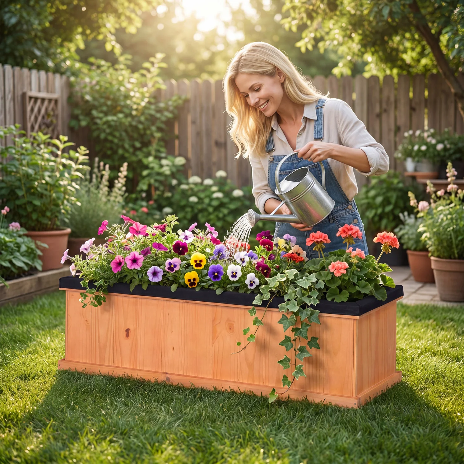 XL Wooden Raised Garden Bed with Drainage Holes, Planter Box - Image 3