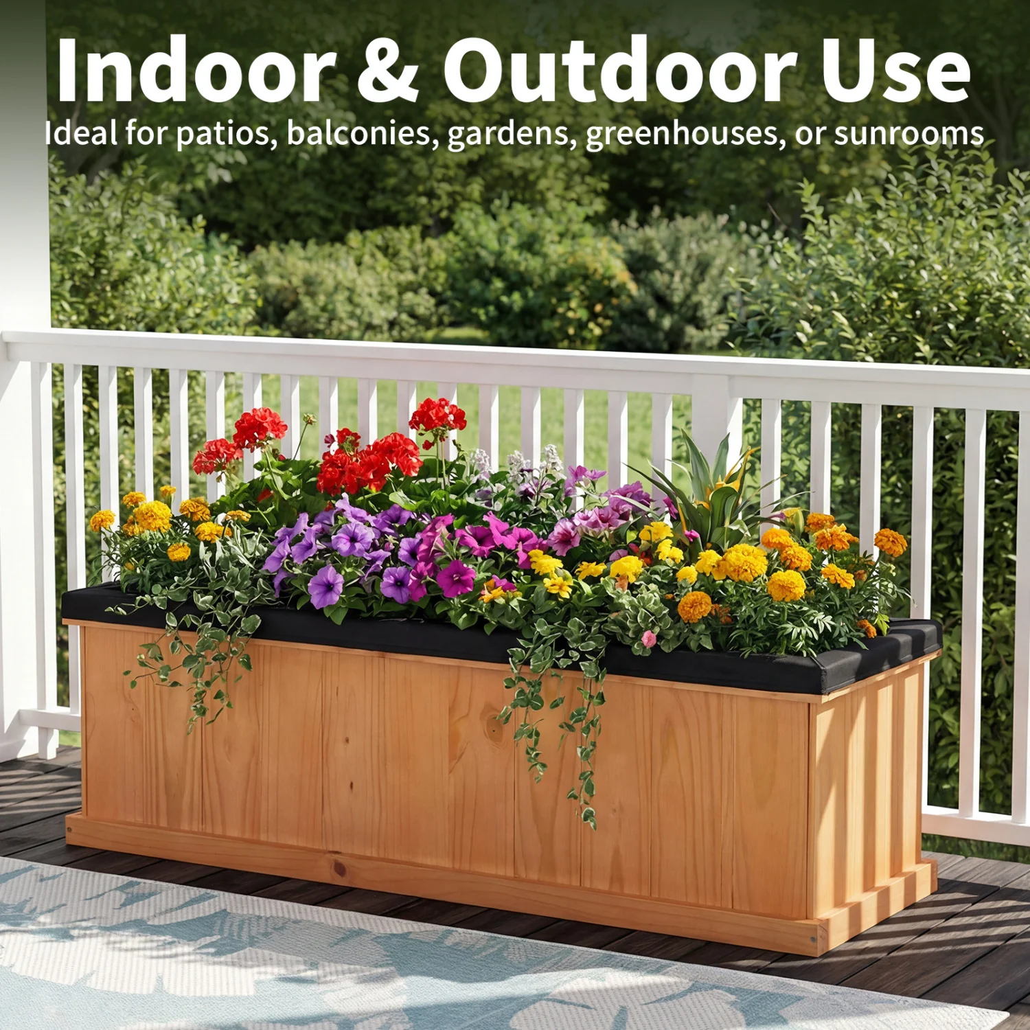 XL Wooden Raised Garden Bed with Drainage Holes, Planter Box - Image 5