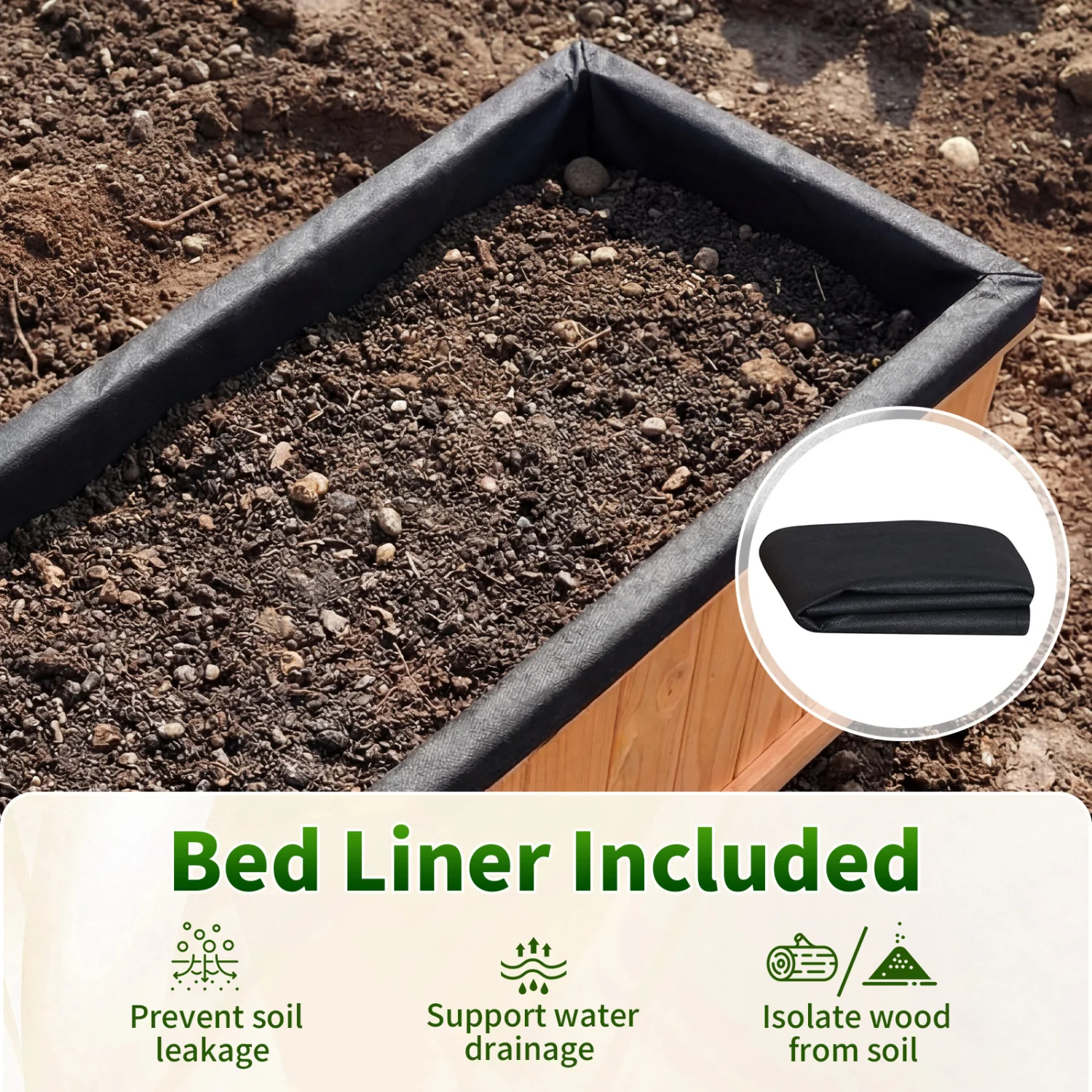 XL Wooden Raised Garden Bed with Drainage Holes, Planter Box - Image 8