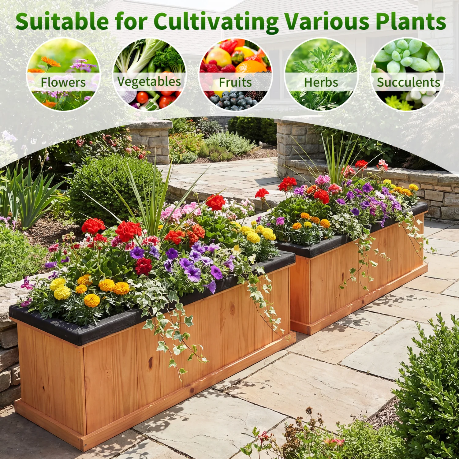 XL Wooden Raised Garden Bed with Drainage Holes, Planter Box - Image 9