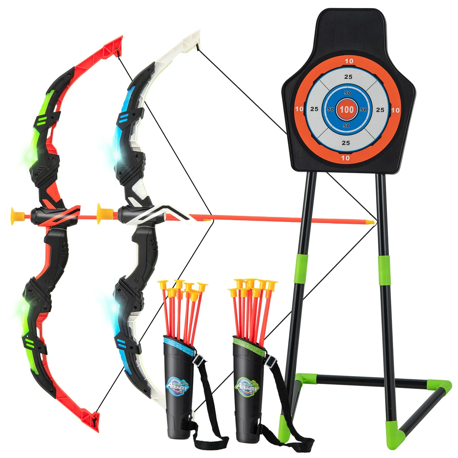 Youth Archery Bow Set, LED Light Up, 20 Suction Cup Arrows, Multicolor - Image 2