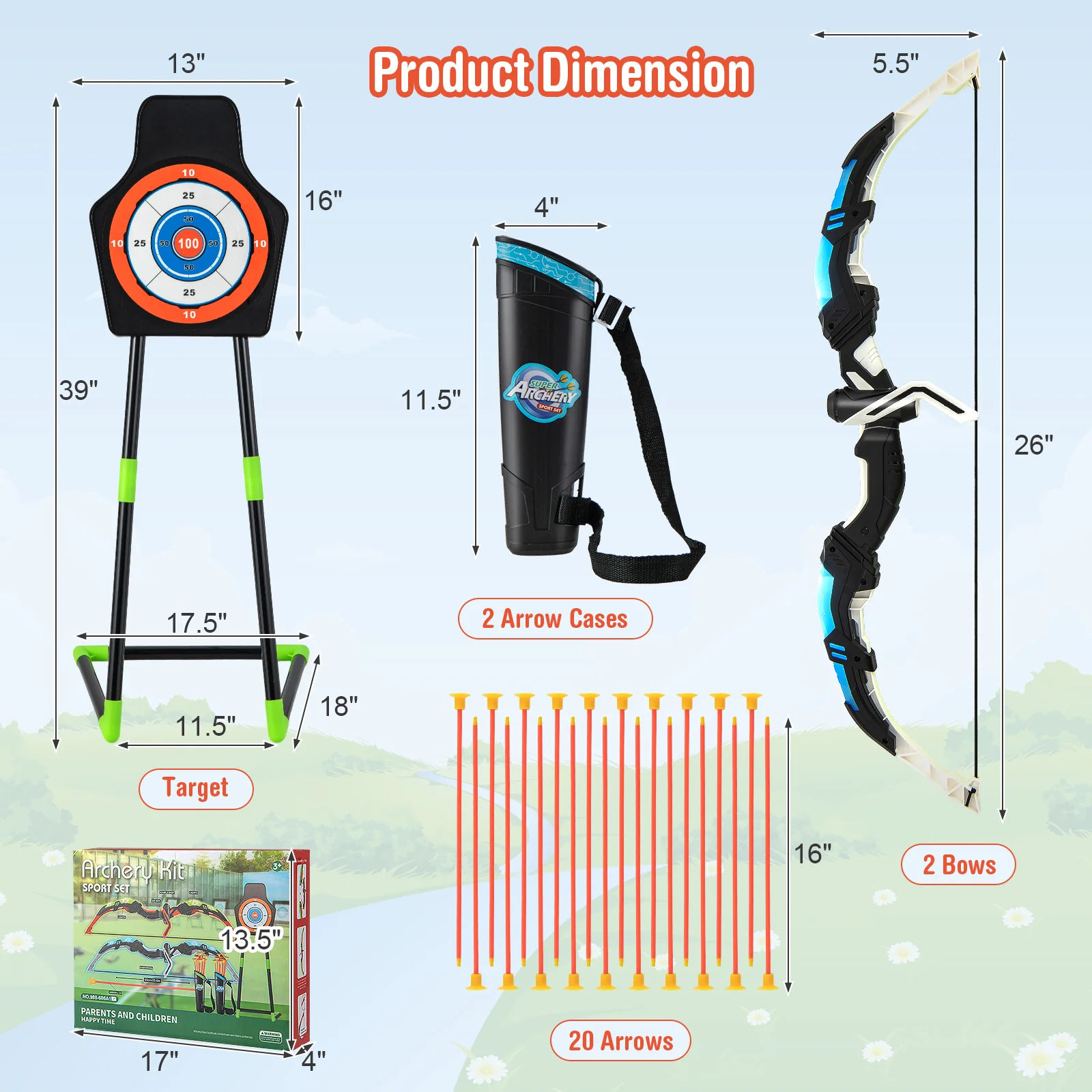 Youth Archery Bow Set, LED Light Up, 20 Suction Cup Arrows, Multicolor - Image 3