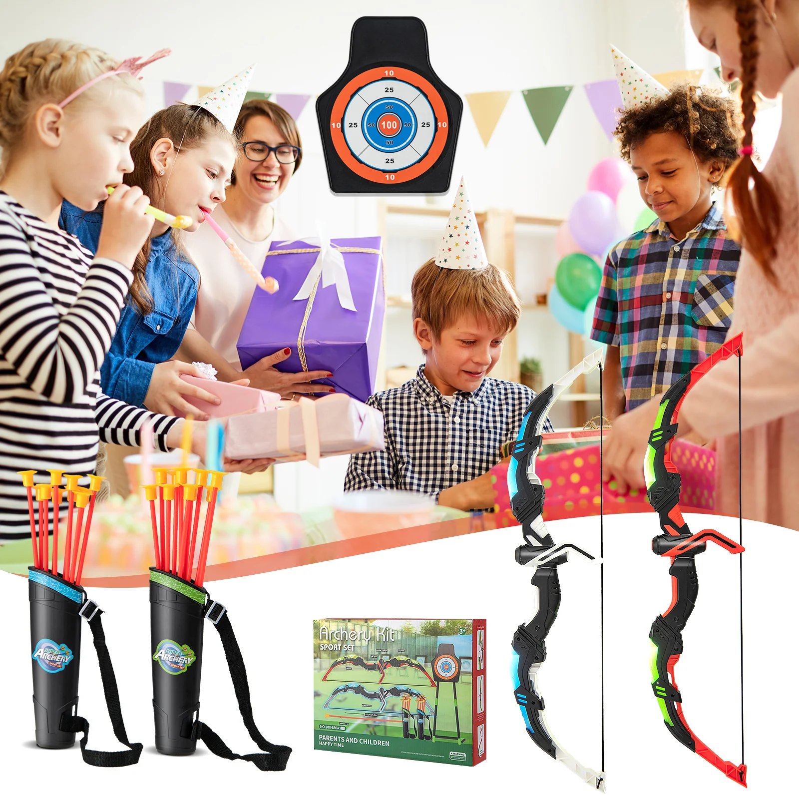 Youth Archery Bow Set, LED Light Up, 20 Suction Cup Arrows, Multicolor - Image 6