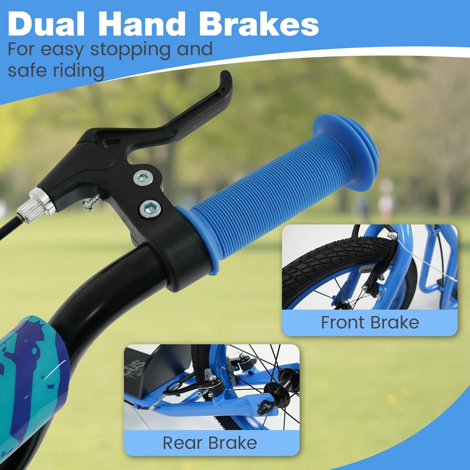Youth Scooter, Adjustable Handlebar, 16/14-Inch Inflatable Wheels, Blue - Image 10
