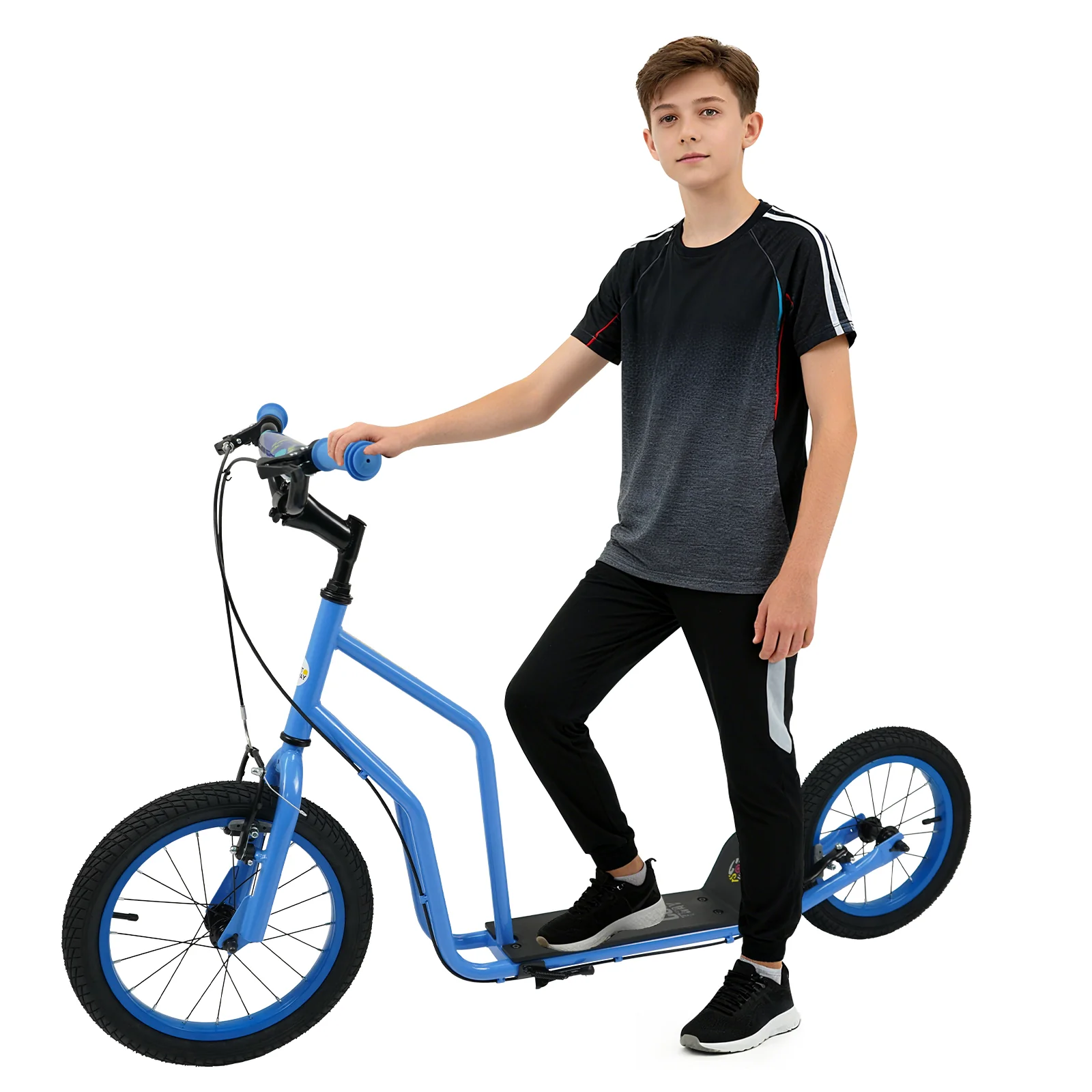 Youth Scooter, Adjustable Handlebar, 16/14-Inch Inflatable Wheels, Blue - Image 4