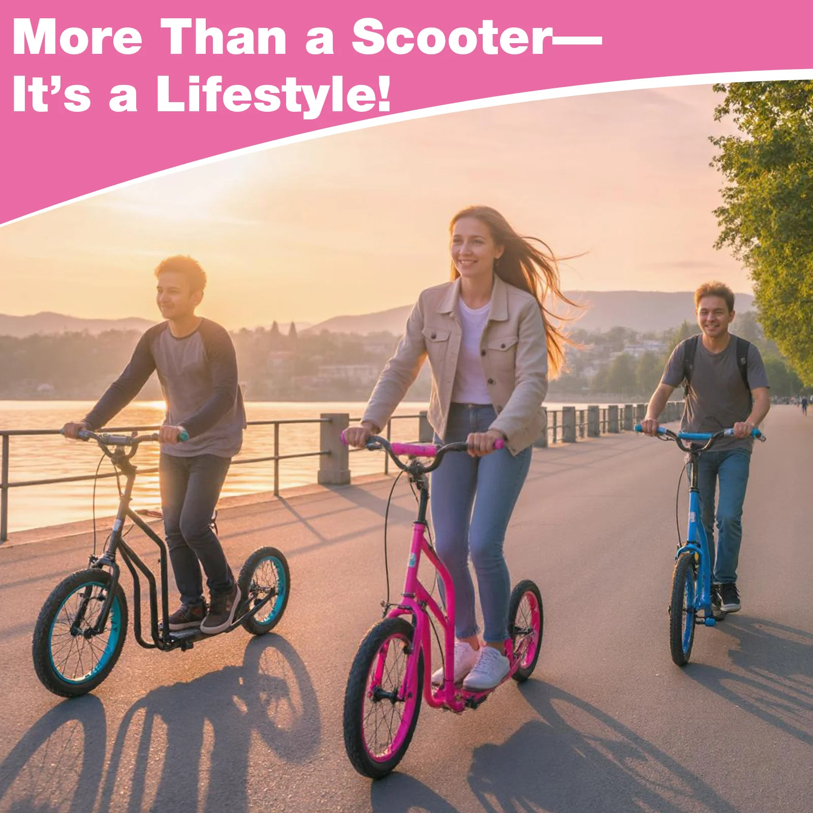Youth Scooter, Adjustable Handlebar, 16/14-Inch Wheels, Pink - Image 8