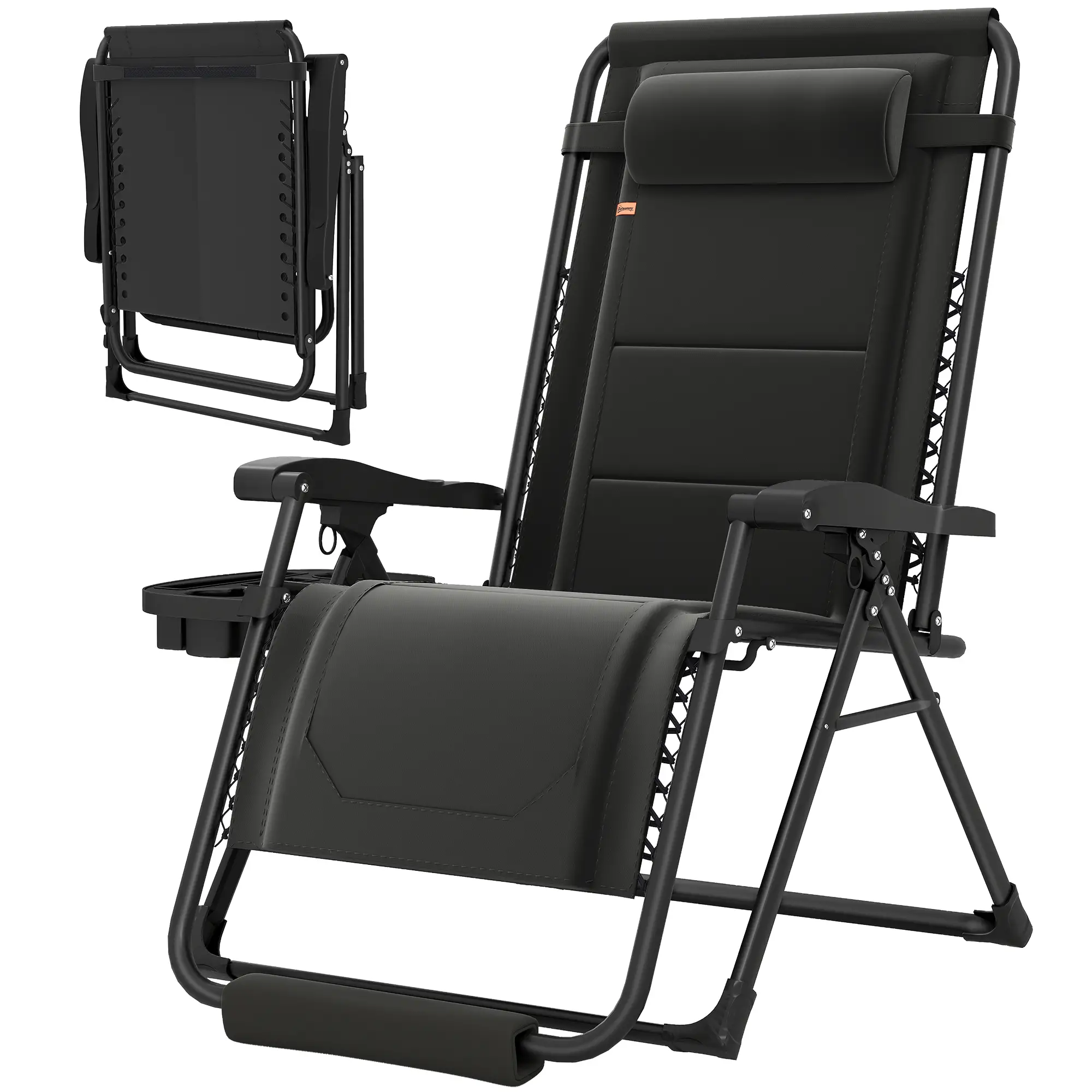 Zero Gravity Chair, Reclining Outdoor Lounger, 400 LBS Capacity, Black