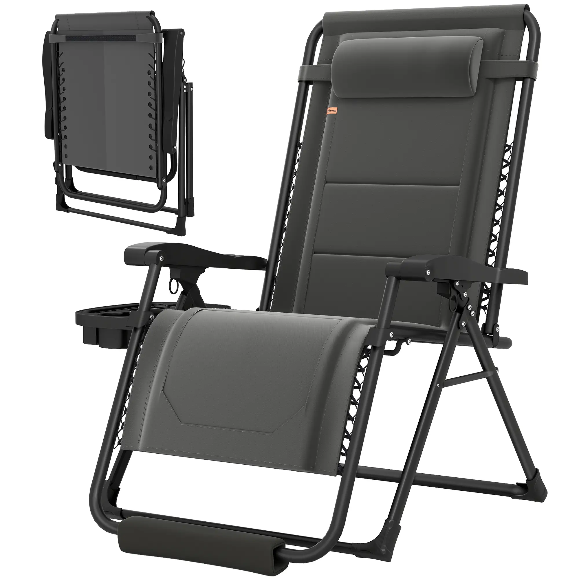 Zero Gravity Chair, Reclining Outdoor Lounger, 400 LBS Capacity, Dark Grey