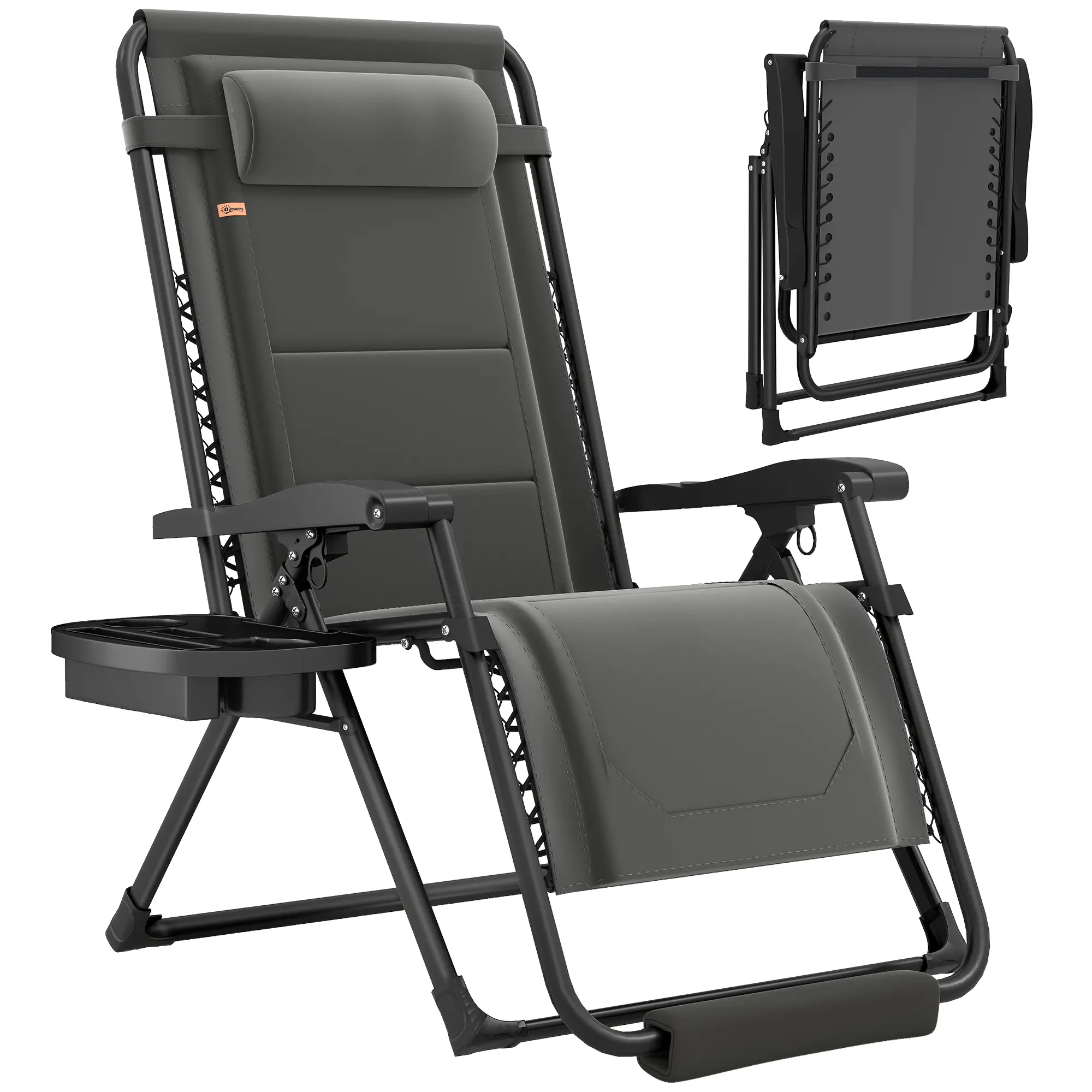 Zero Gravity Chair, Reclining Outdoor Lounger, 400 LBS Capacity, Dark Grey - Image 11