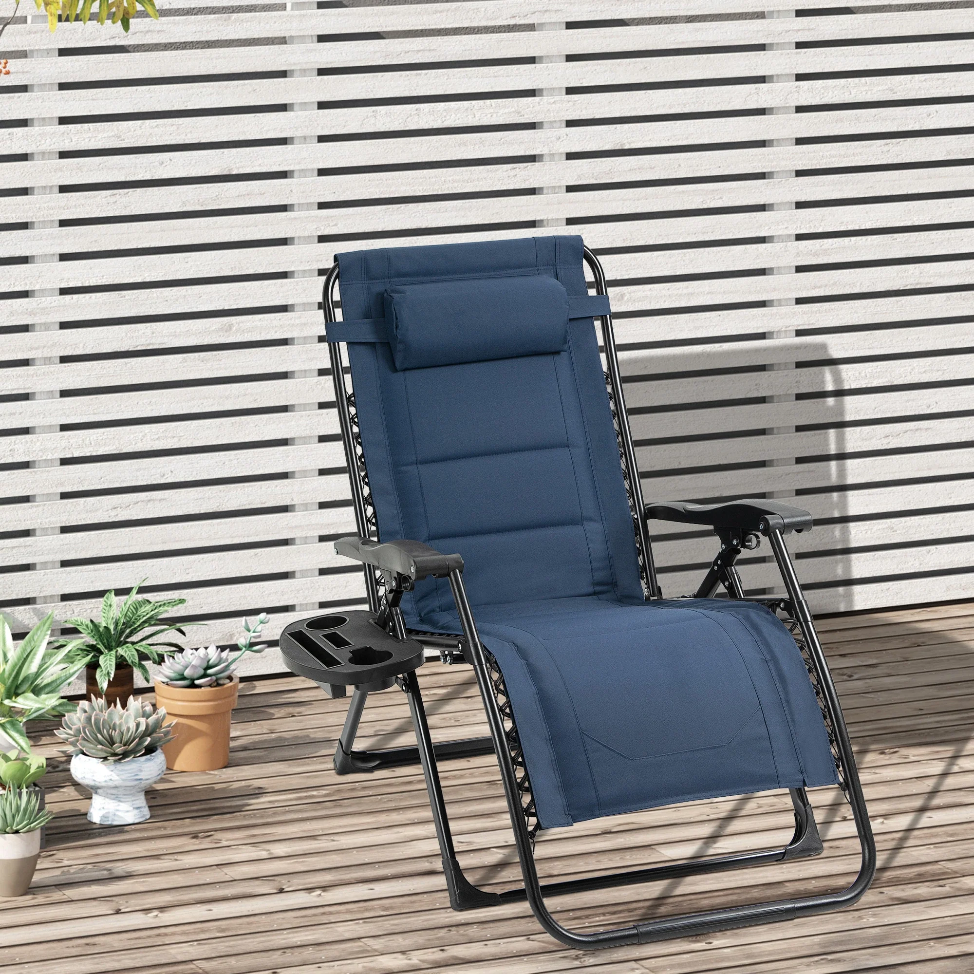 Zero Gravity Lounger Chair, Padded, 400 LBS Capacity, Blue - Image 2