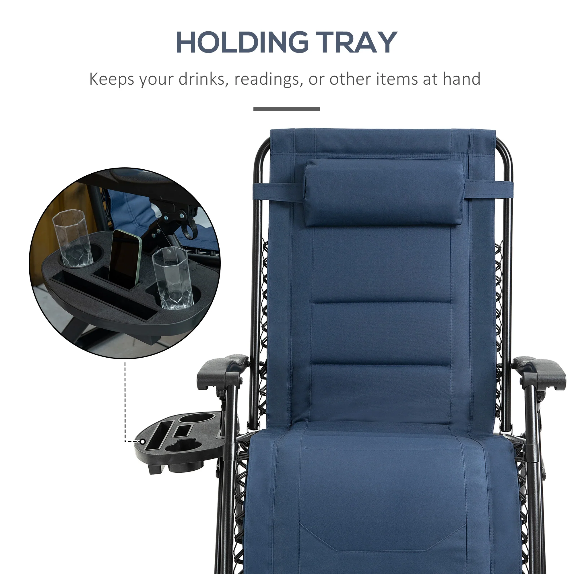 Zero Gravity Lounger Chair, Padded, 400 LBS Capacity, Blue - Image 5